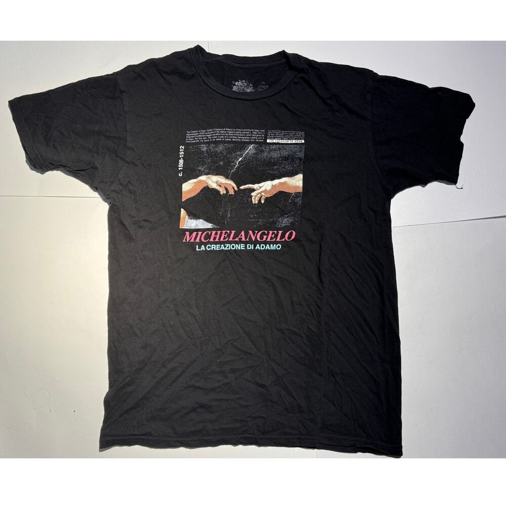 Michelangelo "The Creation of Adam" Art Graphic T-Shirt (Black)